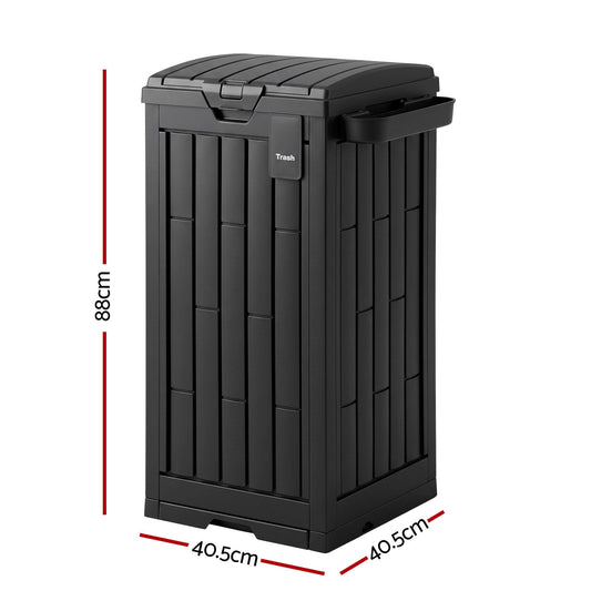 Gardeon Outdoor Trash Cans Polypropylene Patio Hideaway Bin 110L Black