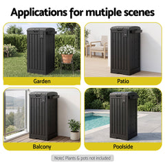 Gardeon Outdoor Trash Cans Polypropylene Patio Hideaway Bin 110L Black