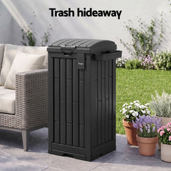 Gardeon Outdoor Trash Cans Polypropylene Patio Hideaway Bin 110L Black