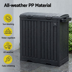 Gardeon Outdoor Trash Cans Dual Compartment Trash Can 220L Black