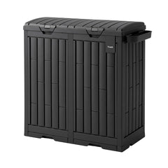 Gardeon Outdoor Trash Cans Dual Compartment Trash Can 220L Black