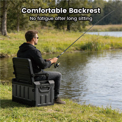 60L Storage Box with Lid Multifunctional Plastic Seatable Car Trunk Organizer Foldable Fishing Tackle Box Large Capacity Outdoor Travel Storage Container