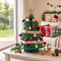 Jingle Jollys Paper Christmas Tree 61CM w/ Star Topper Xmas Decor Tabletop Green DIY Ornament Set