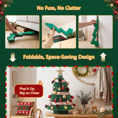 Jingle Jollys Paper Christmas Tree 61CM w/ Star Topper Xmas Decor Tabletop Green DIY Ornament Set