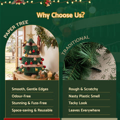 Jingle Jollys Paper Christmas Tree 61CM w/ Star Topper Xmas Decor Tabletop Green DIY Ornament Set