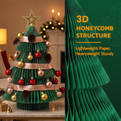 Jingle Jollys Paper Christmas Tree 61CM w/ Star Topper Xmas Decor Tabletop Green DIY Ornament Set