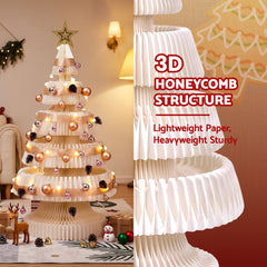 Jingle Jollys Paper Christmas Tree 114CM w/ Star Topper LEDs Xmas Decorations Kit Home Office White