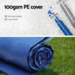 Aqua Buddy Pool Cover Fit 3.66m Round Above-ground Swimming Pool Blanket Blue