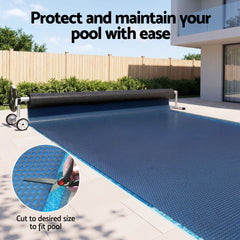 Aqua Buddy Pool Cover 500 Micron 6.5x3m w/ Roller 5.55m Swimming Pools Black Solar Blanket