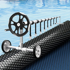 Aqua Buddy Pool Cover 500 Micron 6.5x3m w/ Roller 5.55m Swimming Pools Black Solar Blanket