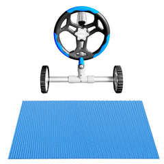 Aqua Buddy Pool Cover 600 Micron 7x4m w/ Roller 5.55m Solar Blanket Blue
