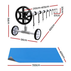 Aqua Buddy Pool Cover 600 Micron 7x4m w/ Roller 4m Swimming Pools Sliver Solar Blanket
