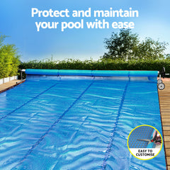 Aqua Buddy Pool Cover 600 Micron 7x4m w/ Roller 5.55m Swimming Pools Sliver Solar Blanket