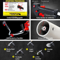 Giantz Pole Chainsaw Petrol Hedge Trimmer Tree Pruner 5 In 1