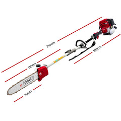 Giantz Pole Chainsaw 2 Stroke Petrol Hedge Trimmer Tree Pruner 7 In 1