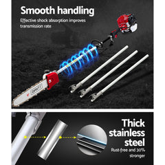 Giantz Pole Chainsaw 2 Stroke Petrol Hedge Trimmer Tree Pruner 7 In 1