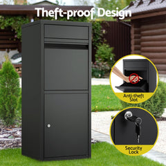 Gardeon Parcel Letterbox Drop Box Package Mailbox Black