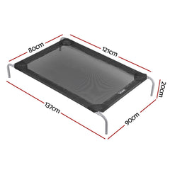 i.Pet Pet Dog Bed Elevated Trampoline Durable Raised Heavy Duty Large Dogs 90x137cm Black