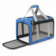 i.Pet Pet Carrier Bag Foldable Dog Cat Durable Crate Travel Cage Portable Car Kennel Blue