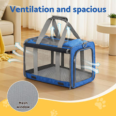 i.Pet Pet Carrier Bag Foldable Dog Cat Durable Crate Travel Cage Portable Car Kennel Blue
