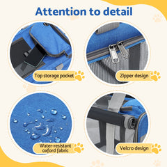 i.Pet Pet Carrier Bag Foldable Dog Cat Durable Crate Travel Cage Portable Car Kennel Blue