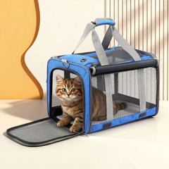 i.Pet Pet Carrier Bag Foldable Dog Cat Durable Crate Travel Cage Portable Car Kennel Blue