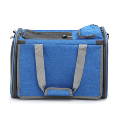 i.Pet Pet Carrier Bag Foldable Dog Cat Durable Crate Travel Cage Portable Car Kennel Blue