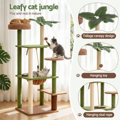 i.Pet Cat Tree Tower 152cm Jungle Multi-Level Scratching Post Leafy Canopy