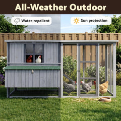 i.Pet Chicken Coop 219cm Rabbit Hutch Poultry Cage Outdoor Enclosure Wood