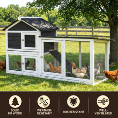 i.Pet Chicken Coop Rabbit Hutch Extra Large Wooden Run Cage House With Run Cage