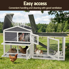 i.Pet Chicken Coop Rabbit Hutch Extra Large Wooden Run Cage House With Run Cage