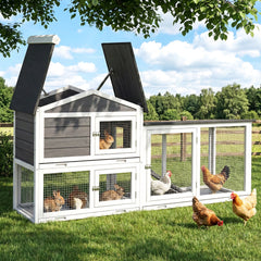 i.Pet Chicken Coop Rabbit Hutch Extra Large Wooden Run Cage House With Run Cage