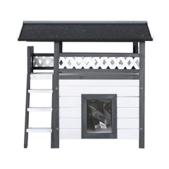 i.Pet Outdoor Cat House Shelter 77cm x 50cm x 73cm Rabbit Hutch Wooden Condo Small Outdoor Cat House