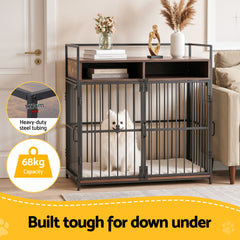 i.Pet 2-in-1 Wooden Dog Crate 104cm Pet Cage Furniture End Table Storage Black