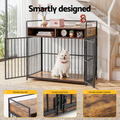i.Pet 2-in-1 Wooden Dog Crate 104cm Pet Cage Furniture End Table Storage Black