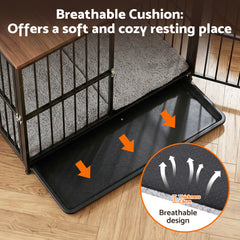 i.Pet Large Dog Crate Furniture 93cm Dog Cage Puppy Pet Wooden Black