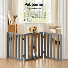 i.Pet Dog Gate Playpen Enclosure 3 Panels Pet Door Fence Wooden Play Pen Stair