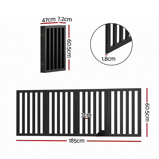 i.Pet Dog Gate Playpen Enclosure 4 Panels Pet Door Fence Wooden Play Pen Stair
