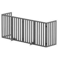 i.Pet Dog Gate Playpen Enclosure 6 Panels Pet Door Fence Wooden Play Pen Stair
