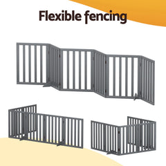 i.Pet Dog Playpen Enclosure 6 Panel Pet Fence Wooden Play Pen