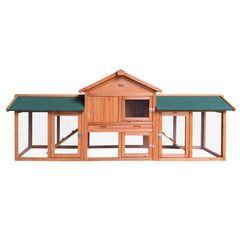 i.Pet Chicken Coop Rabbit Hutch 220cm x 44cm x 84cm Large Chicken Coop Run Wooden Outdoor Cage House