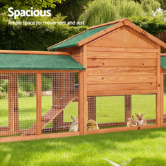 i.Pet Chicken Coop Rabbit Hutch 220cm x 44cm x 84cm Large Chicken Coop Run Wooden Outdoor Cage House