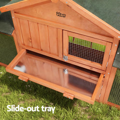 i.Pet Chicken Coop Rabbit Hutch 220cm x 44cm x 84cm Large Chicken Coop Run Wooden Outdoor Cage House
