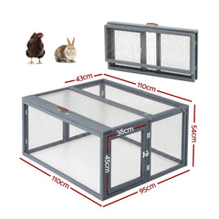 i.Pet Chicken Coop Large Portable Wooden Rabbit Run Cage Hutch Outdoor Folding Hen House 110cm
