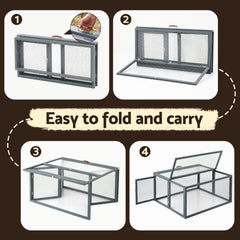 i.Pet Chicken Coop Large Portable Wooden Rabbit Run Cage Hutch Outdoor Folding Hen House 110cm