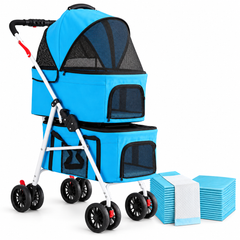 i.Pet 2-Tier Pet Stroller 25kg Capacity & 400pcs Training Pads Combo