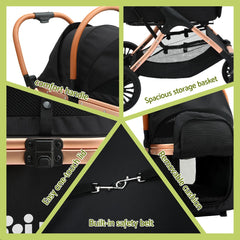 i.Pet Pet Dog Stroller Pram Large Cat Carrier Travel Pushchair Foldable 4 Wheels