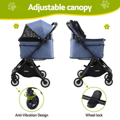 i.Pet Pet Stroller Pram Gravity Folding Dog Cage Large Travel Pushchair 4 Wheels
