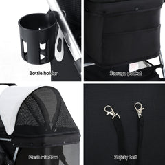 i.Pet Pet Stroller Pram Dog Cat Carrier Cage Large Travel Pushchair Foldable 4 Wheels