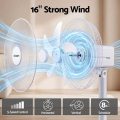 DEVANTI 16" 5-in-1 Rechargeable Fan for Pedestal Table Floor Wall Ceiling